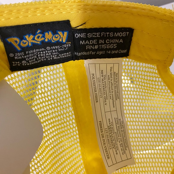 Pokemon Pikachu Face With Ears Yellow Trucker Hat snap back - Picture 5 of 5